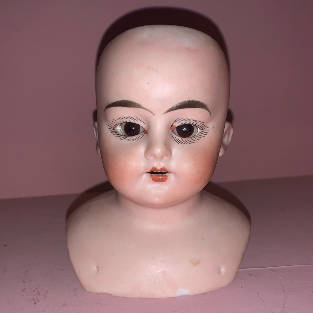 German bisque doll head bust